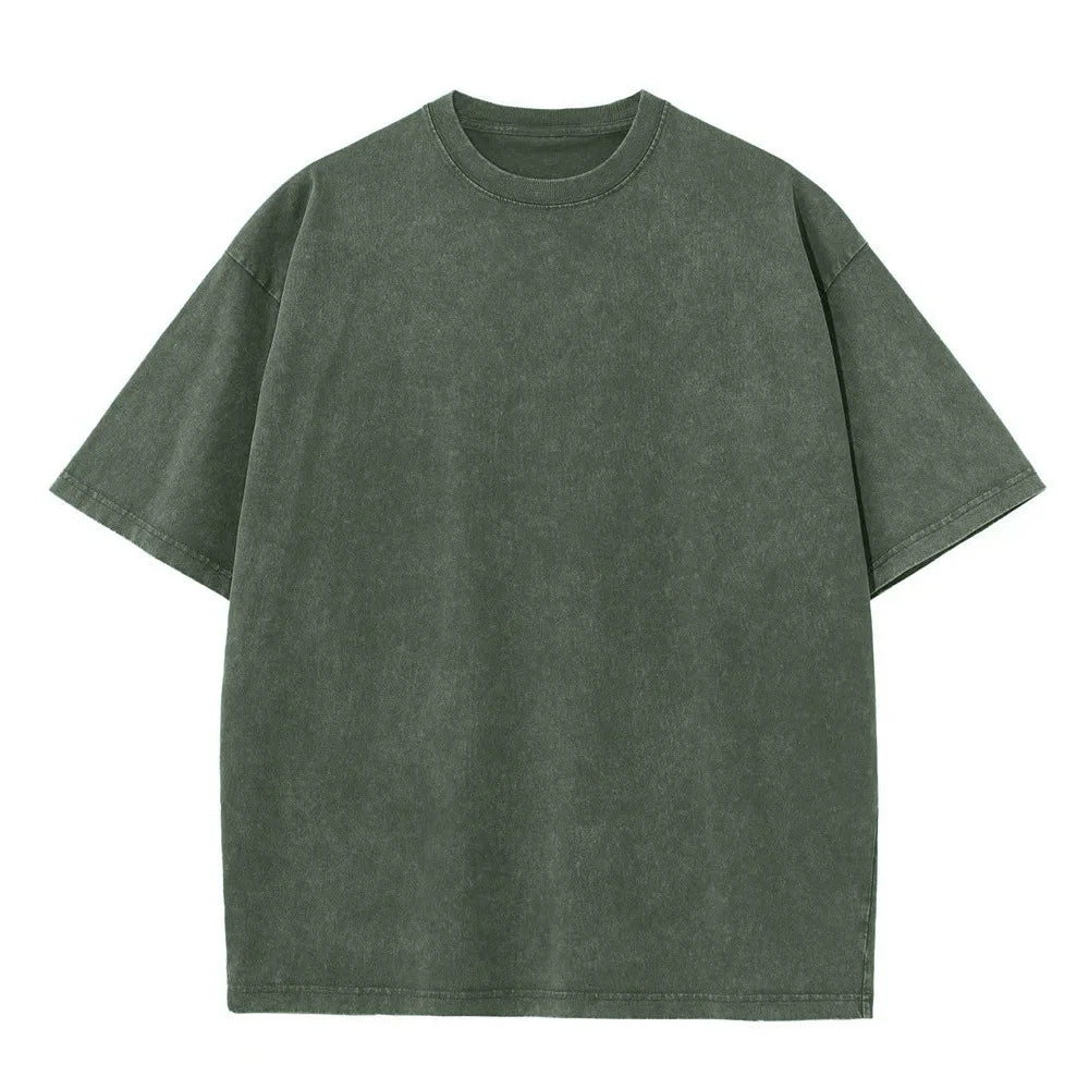 Men's oversized vintage washed cotton T-shirt in streetwear style, featuring a relaxed fit and casual design by Nova Mart.