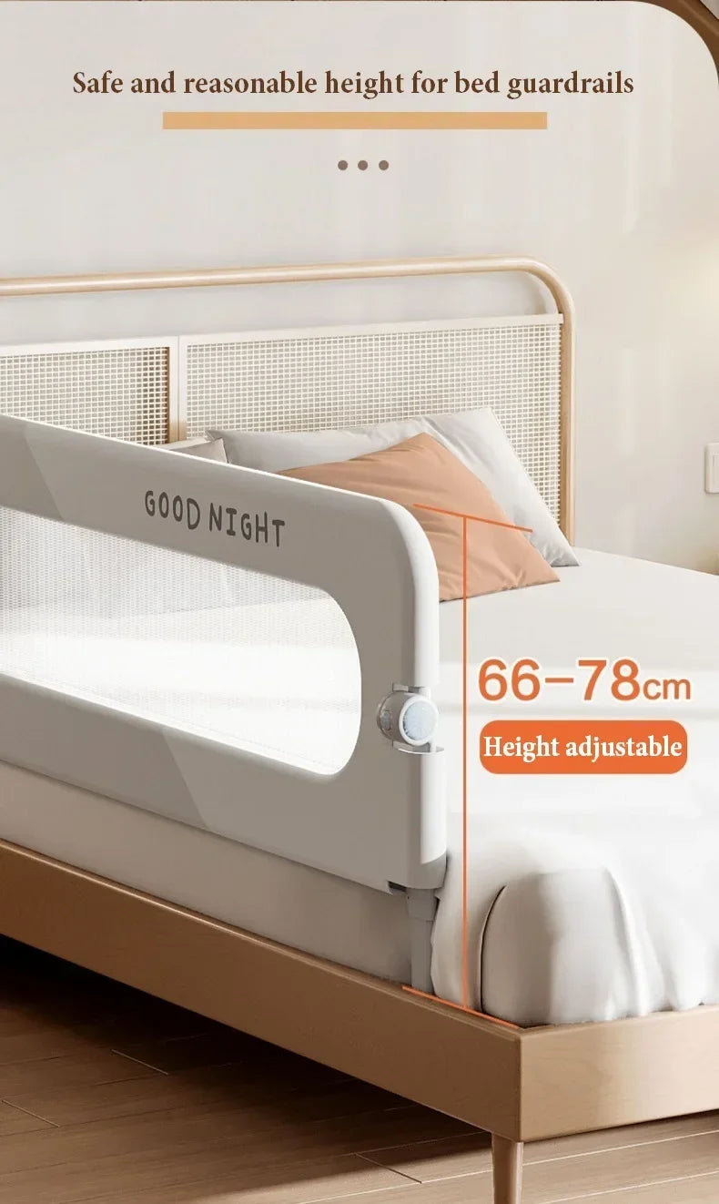Nova Mart IMBABY baby bed rail guard, adjustable safety barrier with mesh sides to prevent falls in a child's bed.