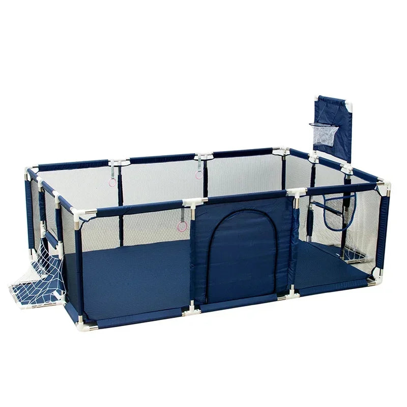 Baby playground playpen with steel pipes and ball box, featuring a safe, sturdy design for infants and toddlers by Nova Mart.