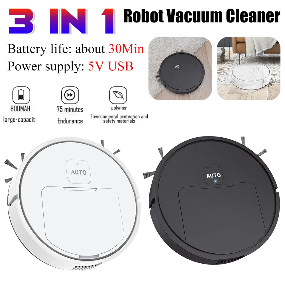 Nova Mart 3-in-1 robotic vacuum cleaner with mop and sweep, featuring 1000Pa suction power, for efficient home cleaning.