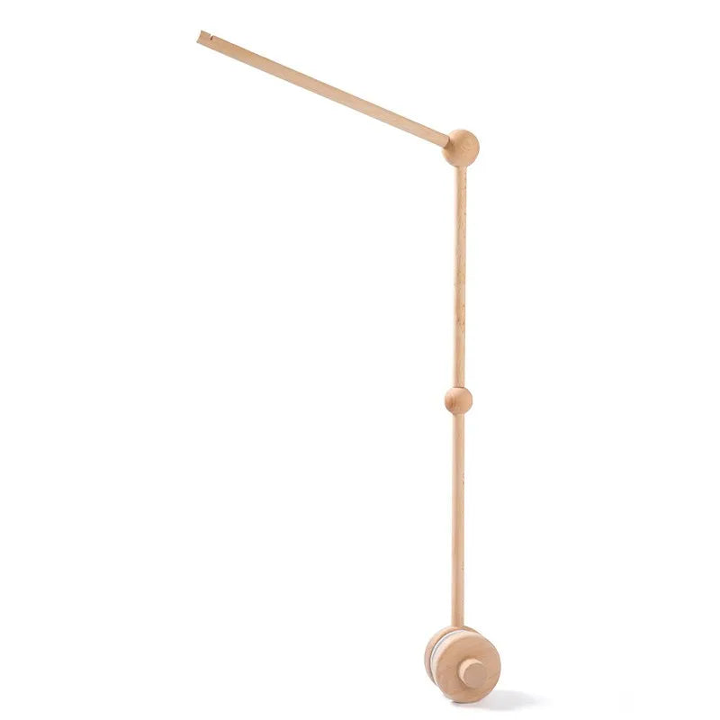 Wooden wind chime baby crib mobile with animal felt dolls and music by Nova Mart, designed to soothe and entertain infants.