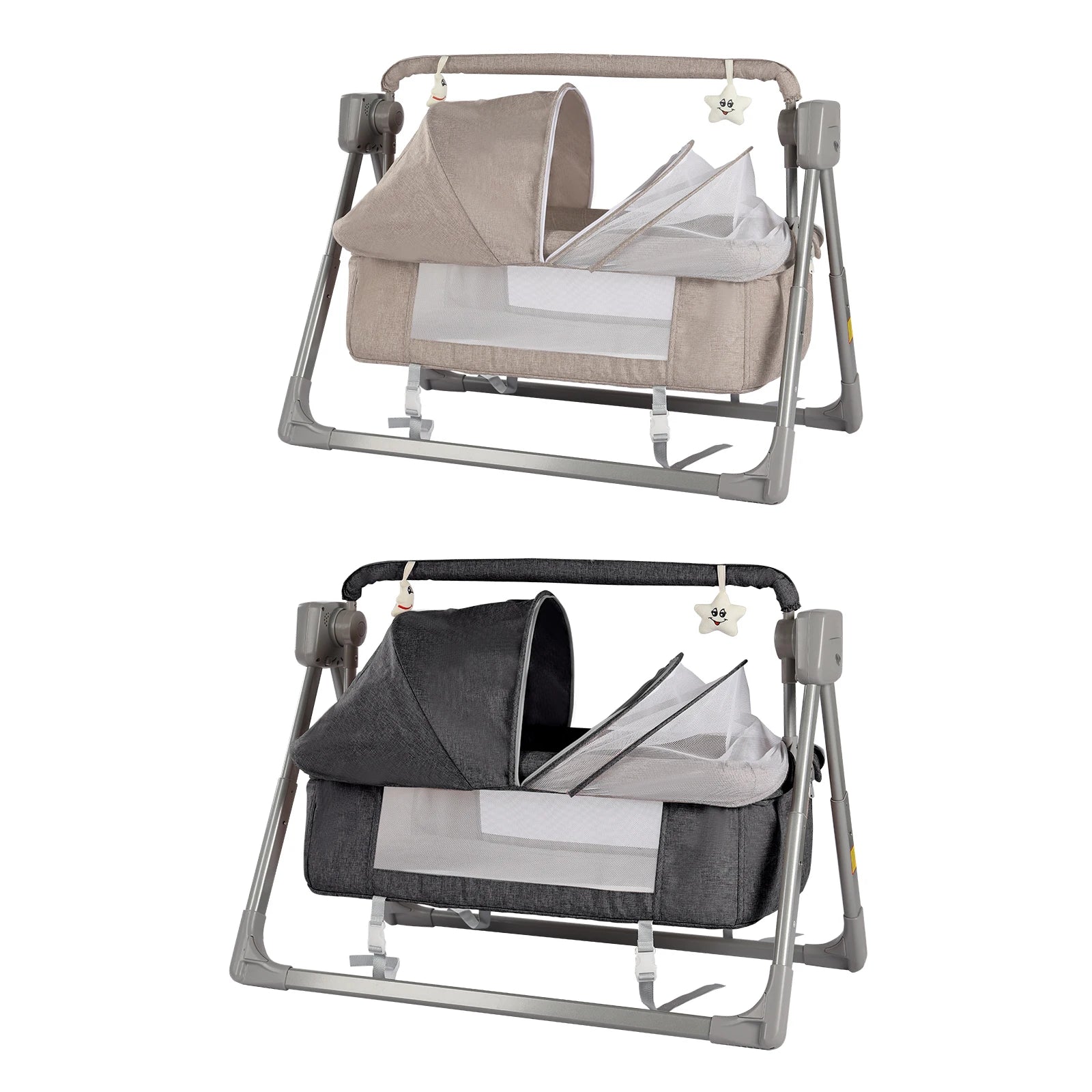 Electric baby cradle swing by Nova Mart with Bluetooth, remote control, suitable for infants 0-36 months, shown in the image.