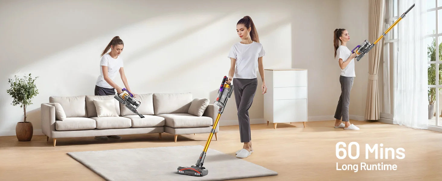 Nova Mart Kissof S17 Pro cordless vacuum cleaner with 550W power, 55Kpa suction, and 60-minute runtime.