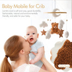 Wooden baby crib mobile with soft felt cartoon bear and music box, designed for nursery decor by Nova Mart