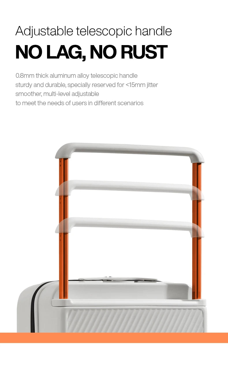 Nova Mart Mixi Wide Handle Hardside Suitcase with patent design, durable luggage with a sleek exterior and secure locking system.
