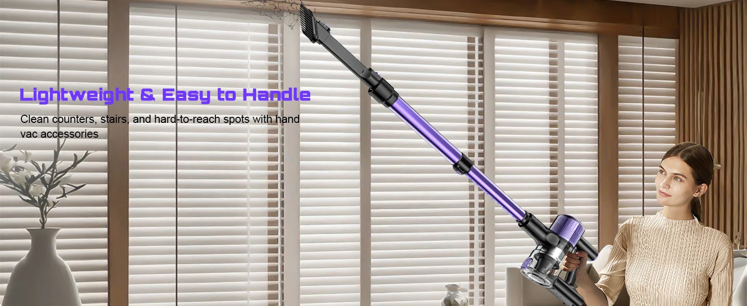 Nova Mart 10-in-1 cordless stick vacuum cleaner with 55Kpa suction and 500W power, shown with detachable components and cleaning attachments.