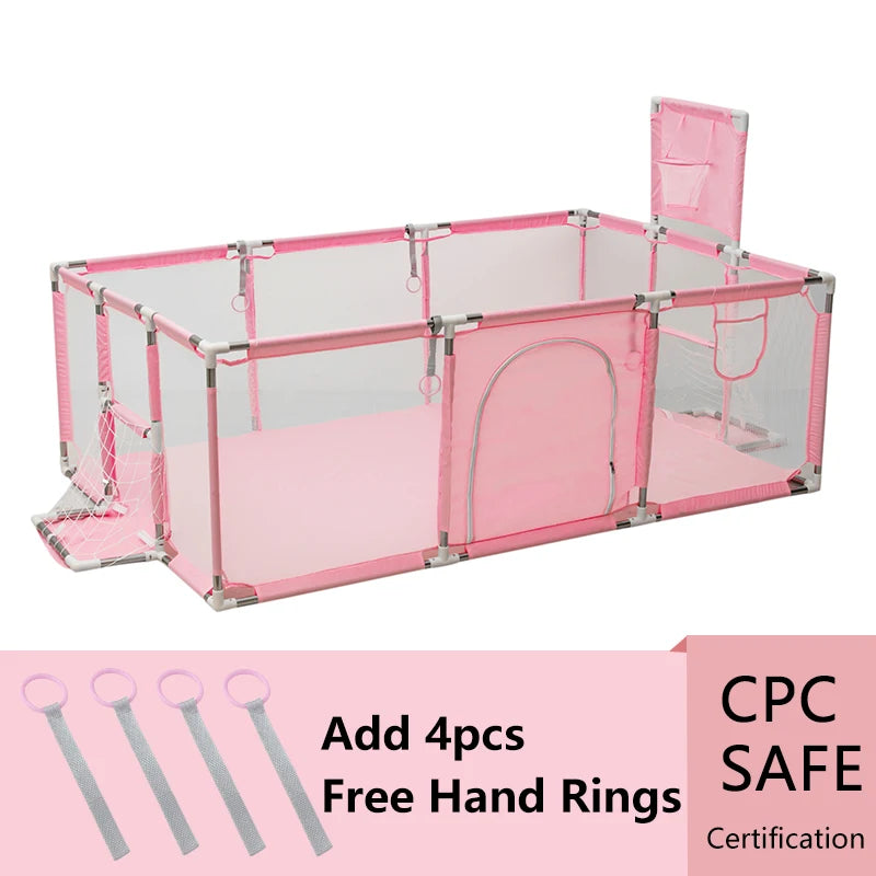Large Nova Mart baby safety playpen with soft padding and colorful ball pool for kids' safe play area.