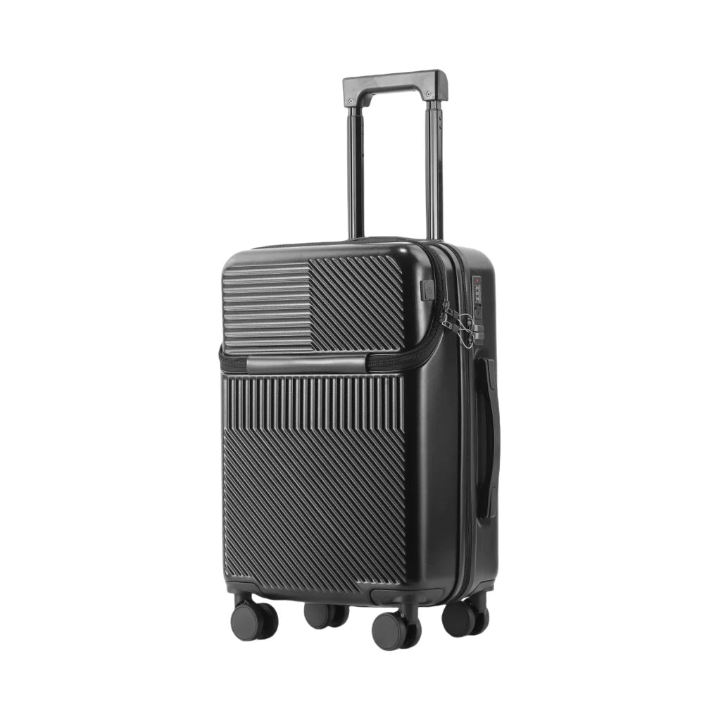 Nova Mart PC hardshell carry-on luggage with combination lock, durable travel bag with secure locking system