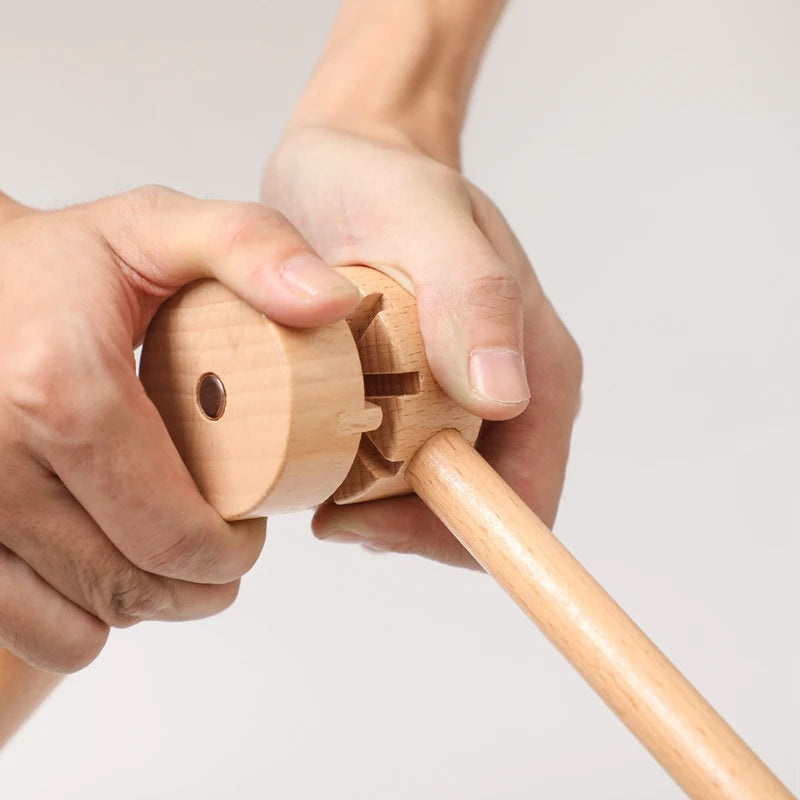 Baby wooden crib mobile with cloud-shaped hanging rattle toy on a bracket, designed for infants' nursery decor.