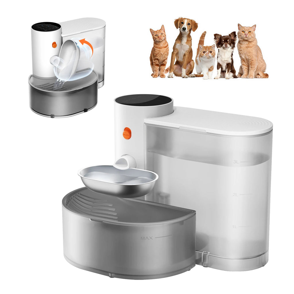 New Stainless Steel Bowl Pet Intelligent Pouring Water Dispenser Automatically Purifies The Wireless Drinking Bowl For Cats - Image 1