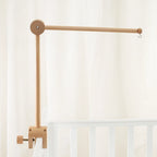 Baby wooden crib mobile with cloud-shaped hanging rattle toy and bracket, designed for soothing nursery decor.