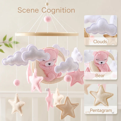 Wooden Baby Mobile & Crib Bell Rattle – Music Box 0-12 Months