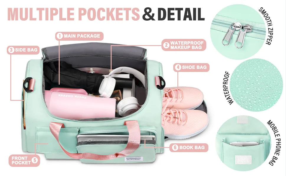Nova Mart waterproof sports duffel bag with dry and wet compartments, ideal for gym, travel, or outdoor activities.