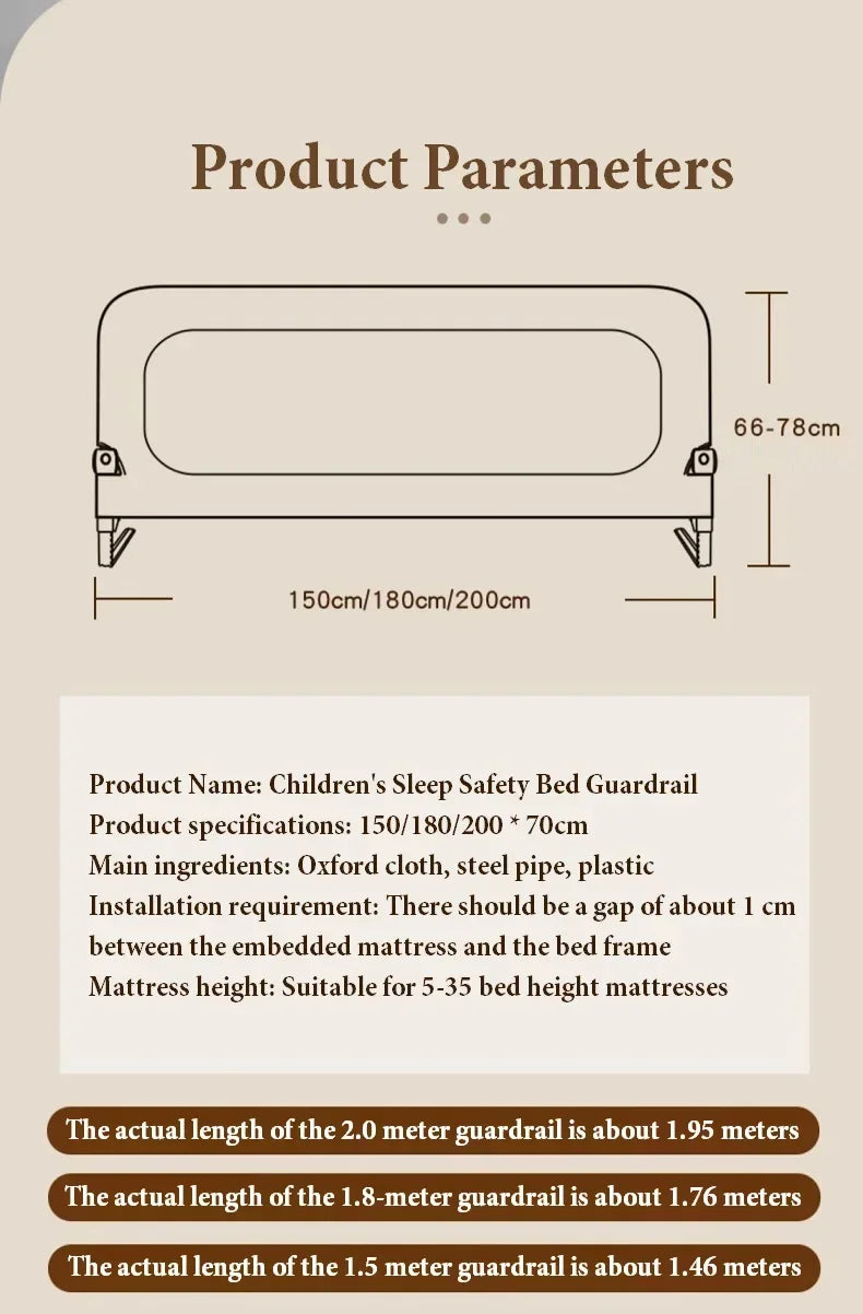Nova Mart IMBABY baby bed rail guard, adjustable anti-fall safety barrier for secure sleep, shown attached to a crib in a nursery setting.