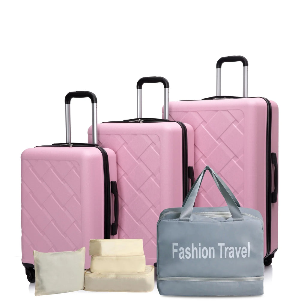 Nova Mart Travelhouse 3-piece ABS hardcase luggage set with matching duffel bag, featuring durable suitcases and versatile travel bags.