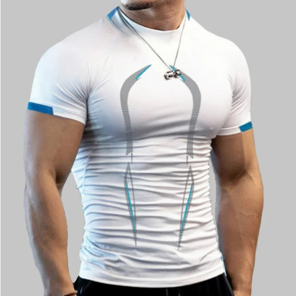 Men's quick dry gym t-shirt by Nova Mart, breathable running training tee, lightweight athletic shirt for men's fitness workouts.