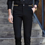 Men's black slim fit suit pants by Nova Mart, formal trousers with a tailored design and classic style.