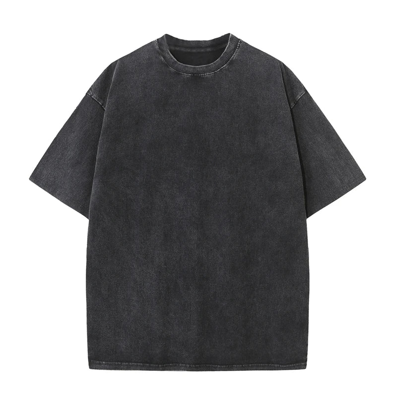 Men's oversized vintage washed cotton T-shirt by Nova Mart, relaxed streetwear style with a soft, worn-in look.