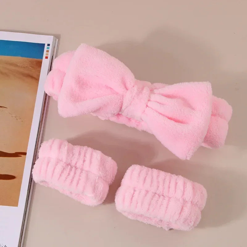 Spa Headband Wrist Towels Face Washing – Elastic Bow Highly Absorbent - Image 8