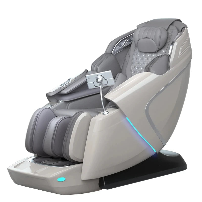 Nova Mart 4D SL-Track Zero Gravity Full Body Massage Chair showing sleek design and padded armrests in a modern setting.