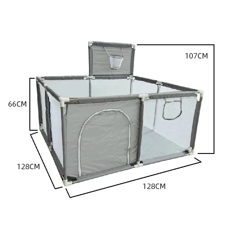 Baby playground playpen with steel pipes and ball box for safe indoor play, by Nova Mart.