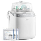 Nova Mart Bottle Washer Pro for baby bottles, pump parts, and essentials; compact all-in-one sterilizer and dryer machine.