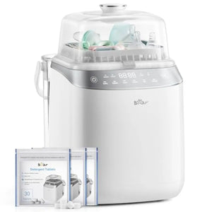 Nova Mart Bottle Washer Pro for baby bottles, pump parts, and essentials; compact all-in-one sterilizer and dryer machine.