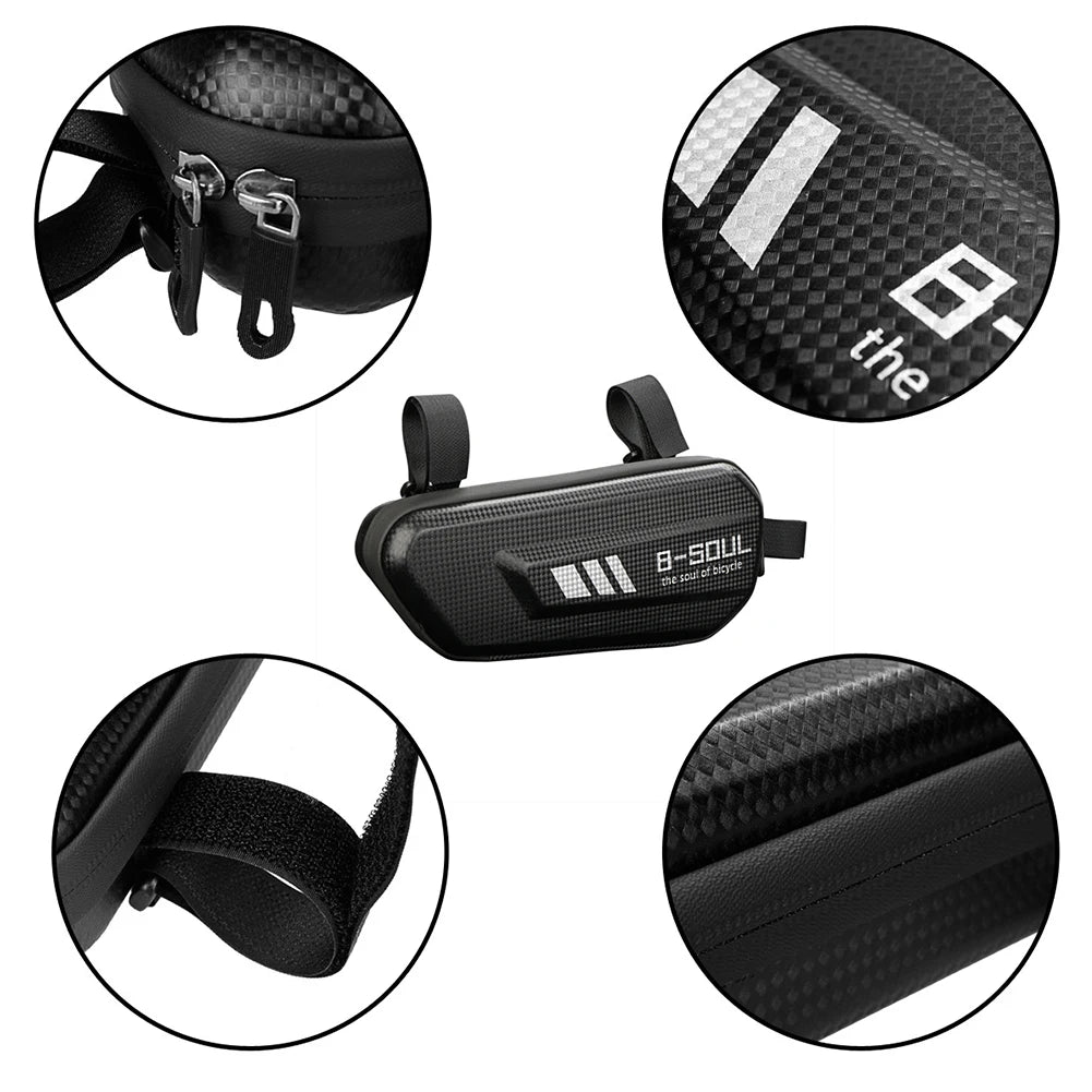 EVA hard shell scooter frame bag with side pockets, designed for motorcycle storage, by Nova Mart.