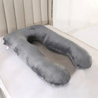 Soft fleece U-shaped pregnancy pillow by Nova Mart, designed for maternity support and comfortable side sleeping.