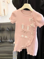 Baby girls' summer cartoon romper by Nova Mart, short sleeve climbing jumpsuit featuring playful design for warm weather.
