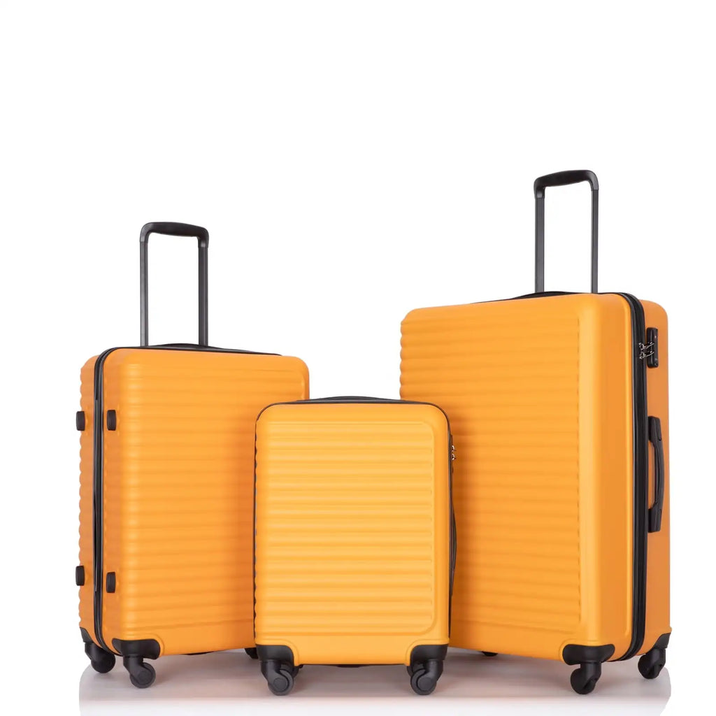 Nova Mart Travelhouse 3-piece hardside luggage set with durable ABS material and TSA locks, suitable for travel.