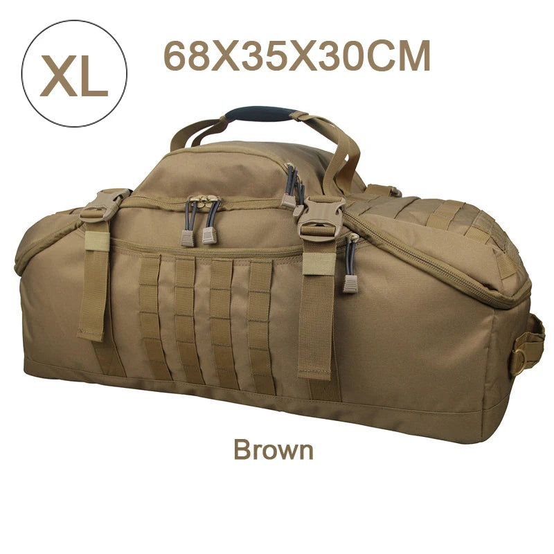 Nova Mart MOLLE tactical backpack in 30L, 45L, or 80L size, featuring durable straps and multiple compartments for travel and outdoor use.