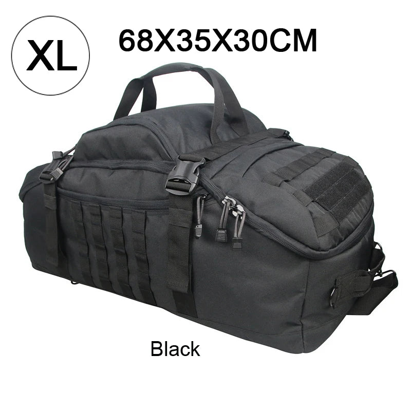 Nova Mart MOLLE tactical backpack in 30L, 45L, or 80L with multiple compartments and adjustable straps for sport and travel use.
