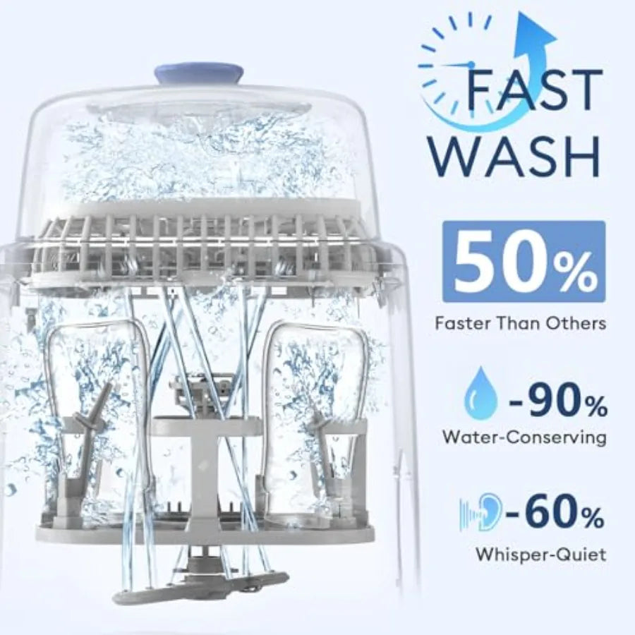 Nova Mart baby bottle washer and sterilizer, compact all-in-one cleaner for bottles, pump parts, and baby essentials.