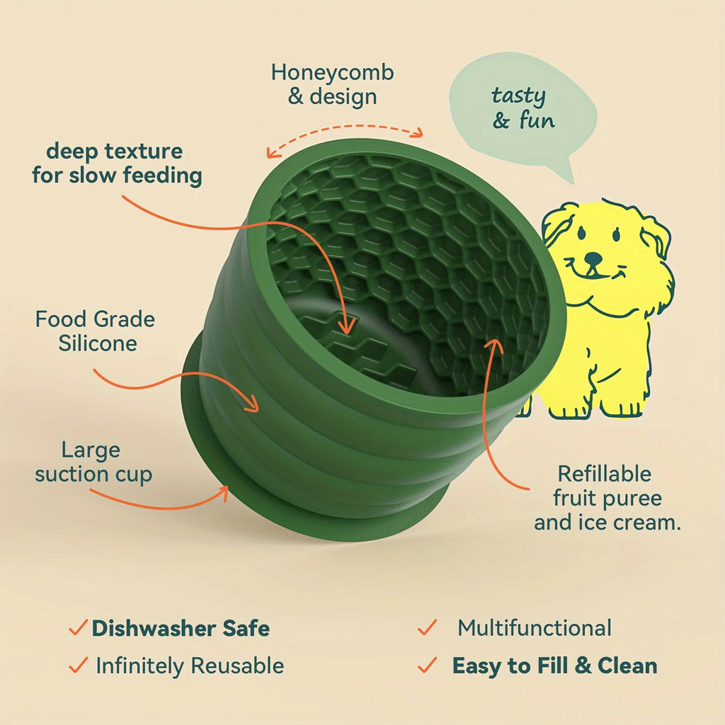 Silicone Slow Feeder Dog Bowl Cup - Anti-Slip Distraction Design for Small To Medium Breeds - Promotes Healthy Digestion - Image 7