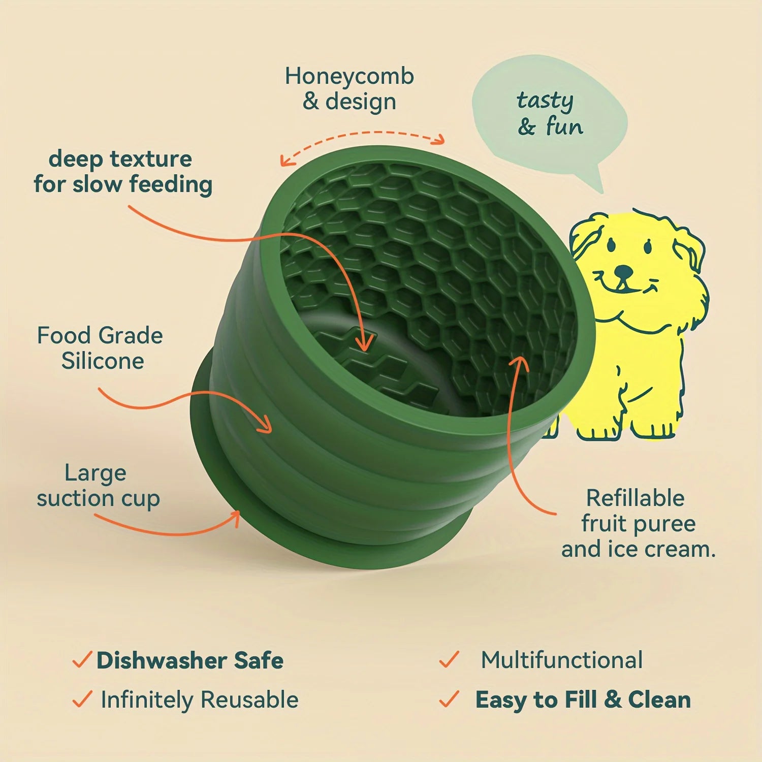 Silicone Slow Feeder Dog Bowl Cup - Anti-Slip Distraction Design for Small To Medium Breeds - Promotes Healthy Digestion - Image 7