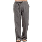 Men's cotton linen summer pants with elastic waist from Nova Mart, lightweight and breathable trousers for warm weather.