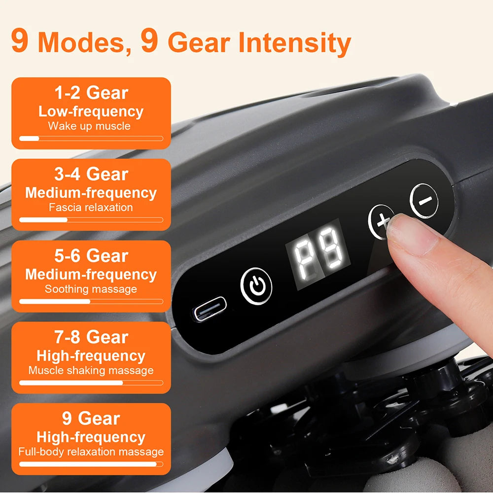 Wireless Fascia Gun with 42 massage heads by Nova Mart, deep tissue body massager for muscle relief.