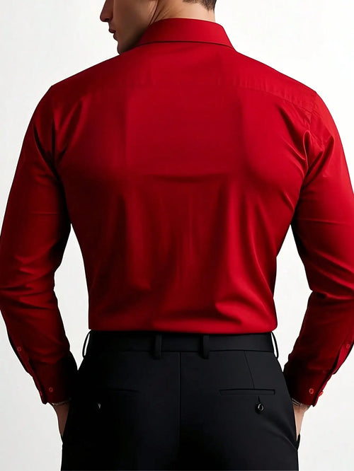 Men's Red Formal Dress Shirt – Long Sleeve