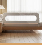 Nova Mart IMBABY baby bed rail guard, adjustable safety barrier with anti-fall protection for toddler beds, in a neutral color.