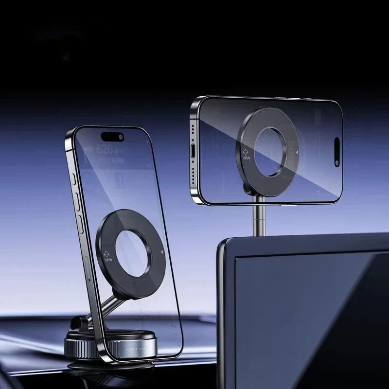 Rotating Folding Magnetic Phone Holder Vacuum Suction Mag Stand for Car Navigation Gym Kitchen - Universal GPS Streaming Bracket - Image 5