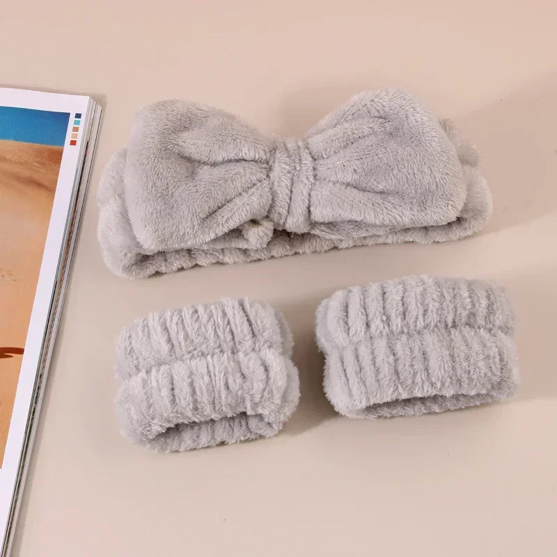 Spa Headband Wrist Towels Face Washing – Elastic Bow Highly Absorbent - Image 5