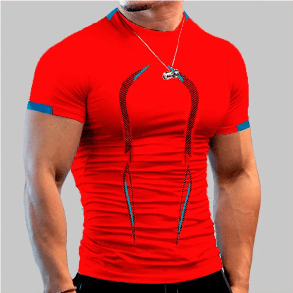 Men's quick-dry breathable gym T-shirt by Nova Mart, designed for running and training, shown in a sleek athletic style.