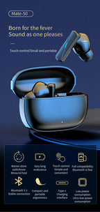 Nova Mart TWS ANC earbuds with HiFi stereo sound, touch control, and 30-hour battery life, shown in a sleek black charging case.