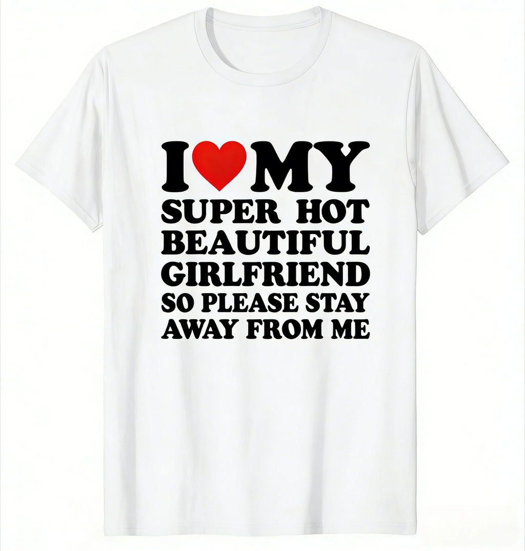 Oversized men's cotton T-shirt by Nova Mart featuring a humorous meme design with the text "I Love My Girlfriend."