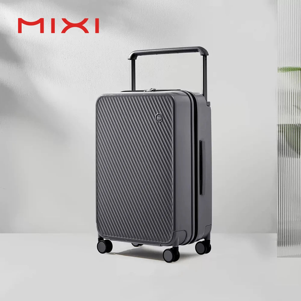 Nova Mart Mixi Wide Handle Hardside Suitcase with patent design, durable luggage with spacious interior and secure zippers.