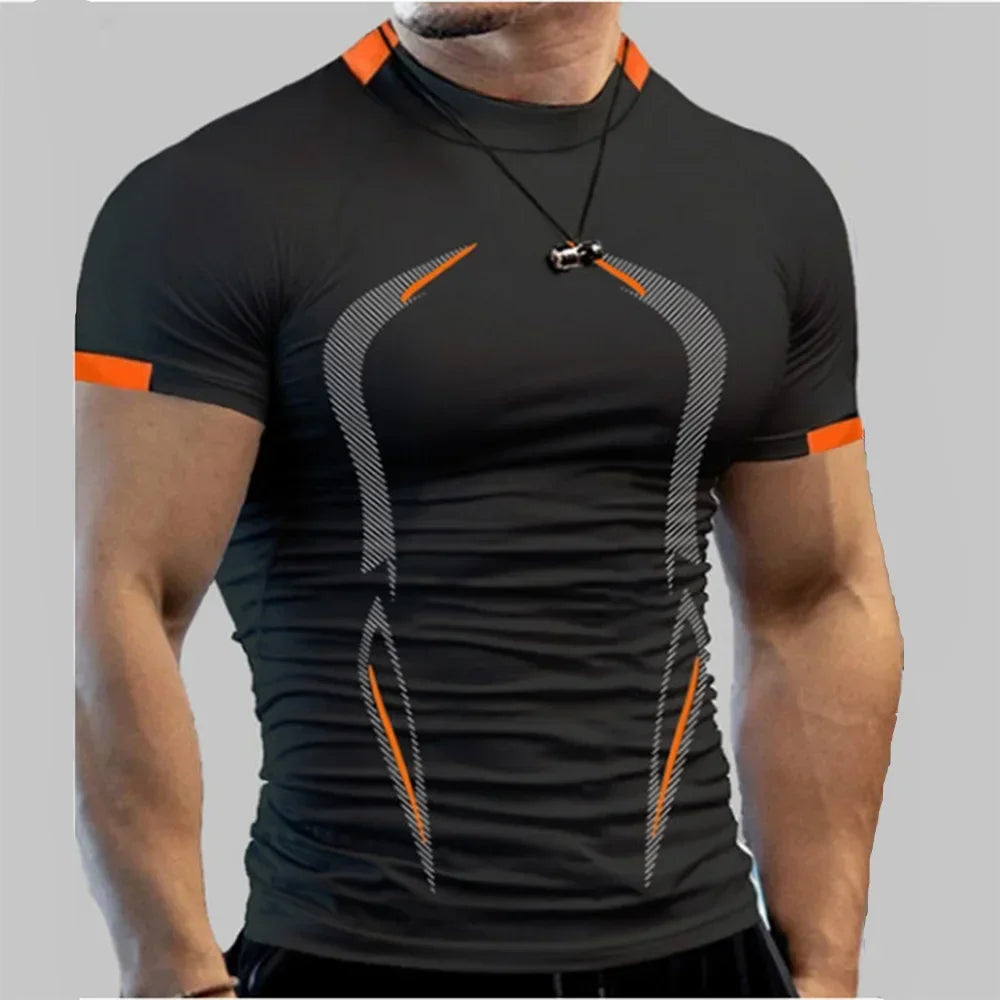Men's navy blue quick dry gym T-shirt by Nova Mart, breathable running training tee for men, lightweight athletic apparel