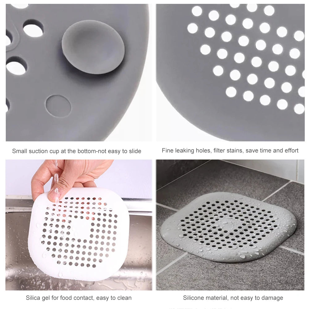 Silicone Sink Strainer, Shower Drain Plug Hair Catcher, Bathtub Kitchen Sink Filter Screen Bathroom Accessories - Image 4