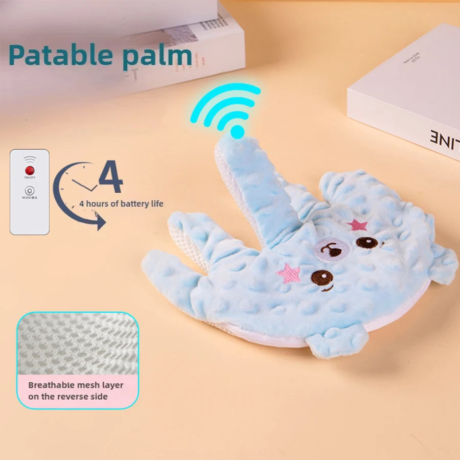 Nova Mart baby sleep aid palm pillow with remote control, soft and soothing for calming infants during sleep.