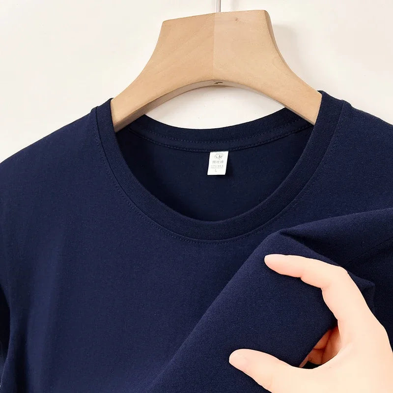 Men's Korean casual cotton round neck T-shirt by Nova Mart, shown in a relaxed fit with soft fabric and simple design.